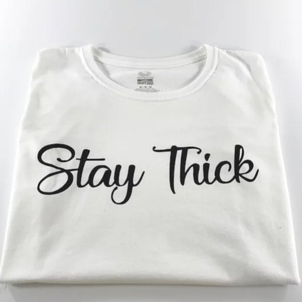 Fitted "Stay Thick" T-Shirt - White